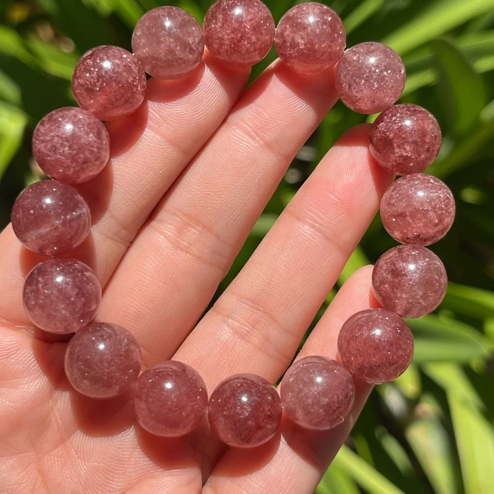 13mm stretchable strawberry quartz‎ bracelet